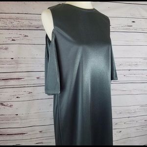 Silver Zara Trafaluc silky cold shoulder dress, M